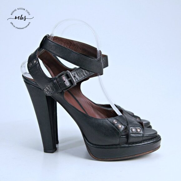 Bottega Vanetta Platform Open Toe Wrap Ankle Strap Sandals Black Women 9 - Picture 1 of 14